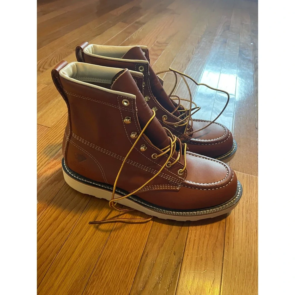 Herman Survivors Backhaul Mens 10M Tan Leather Moc Toe Work Boots MNHS44DM001